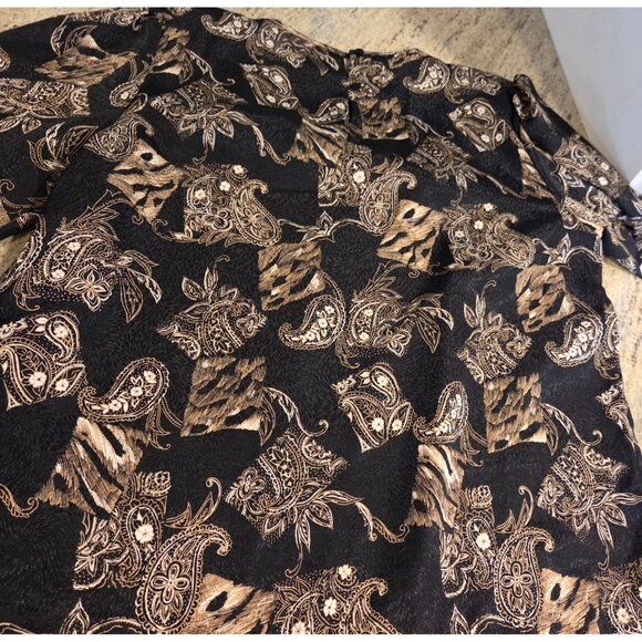 Nicola Womens Size 16 Shoulder Pads Animal Paisley Old Money Blouse - Picture 12 of 14